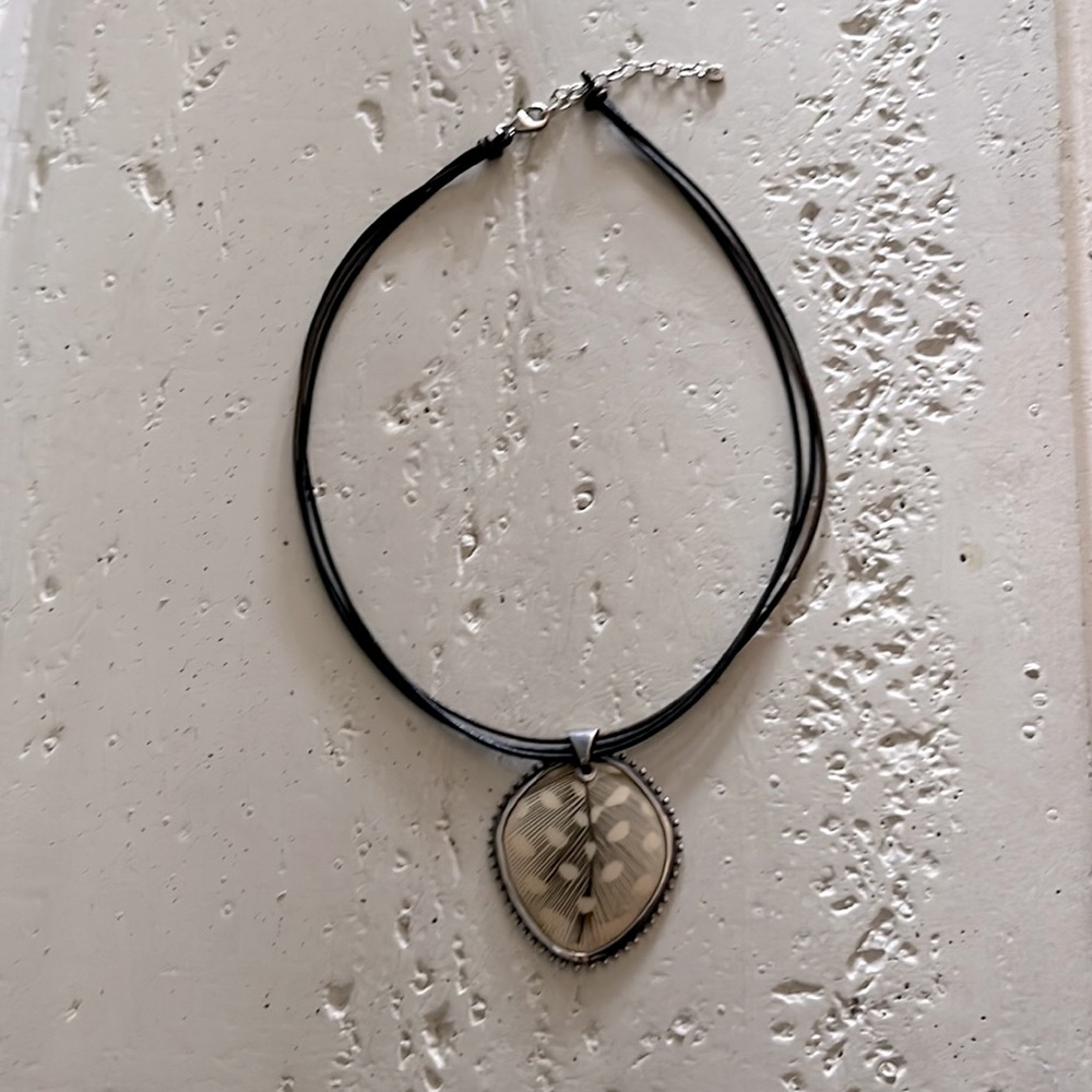 Silpada Feather and Wood Pendant Multi Leather Necklace